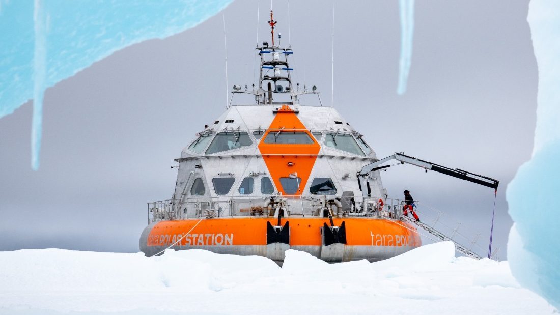 Tara Polar Station on ice